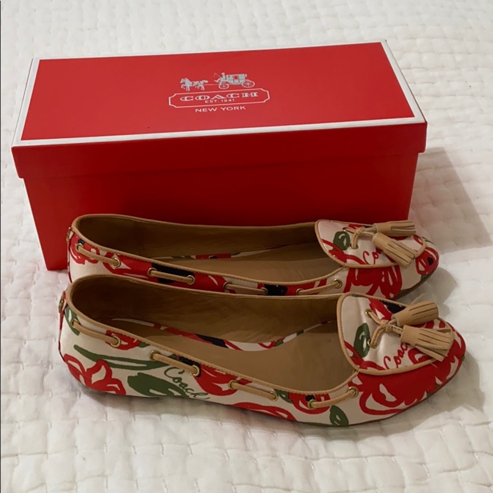Coach Malika Poppy Flower Tassel Loafers